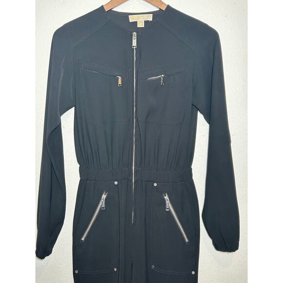 MICHAEL Michael Kors Black Jumpsuit With Zip Front Size XXS - Picture 3 of 9